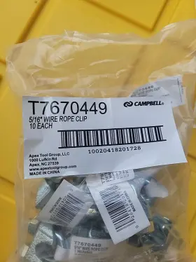 T7670449 Apex Tool Group Llc Campbell Iron Electro-galvanized Wire Rope Clip 5/16 Inch Pack Of 10