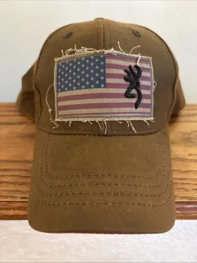 308776881 Browning Liberty Wax Cap American Flag In Center Of Hat Is Dark Brown