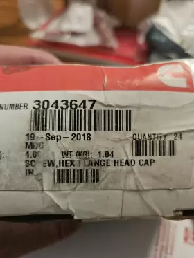 3017745 Cummins 3043647 Pack Of 12 Capscrew Exhaust Manifold For 3031124 Oem