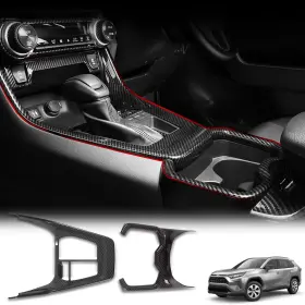 20230079 Fancemot Carbon Fiber Gear Shift Panel Trim Compatible With Toyota Rav4 2020-2024 Gea