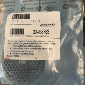 00-938783 Hobart Plate Chopper 22plt - 3/16s