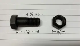 58158 Howard Lot Of 23 Rotavator Tine Bolts 5/8 X 1-5/8 Nf 15/16 Pinchnut