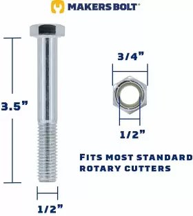 Makers Bolt 850020465514 Grade 2 Shear Bolts For Rotary Cutters 1/2 Inch X 3-1/2 With Nylock Nuts - 5 Pack #2