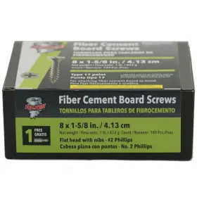 Pro-twist 313088111101 #8 X 1-5/8 Inch #2 Phillips Reduced Flat Head Fiber Cement Board Screws 1 Lb. Box