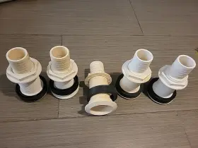 Th652dp T-h Marine Fivev 5 Hose Striaght Thru Hull Fittings In White