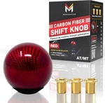 Premium Real Carbon Fiber Red Ball Shift Knob - 3 Metal Threaded Adapters, 4 5 6. Fixed Price $52.99.