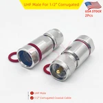 2PACK Uhf Male Connector For 1/2 Inch Corrugated Coaxial Cable Andrew LDF4-50A. Fixed Price $10.95.