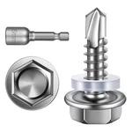 #10 3/4 In. Stainless Steel Hex Washer Head Self Drilling Sheet Metal Screws (. Fixed Price $27.99.