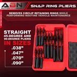 Abn Snap Ring Pliers 12 Pc Set Fixed And Angled With Carry Case 825362. Fixed Price $57.99.