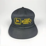 Vintage K-products John Deere Stevens Implement Co. Hat, Black Farm Cap W/ Patch. Fixed Price $99.99.