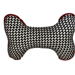 Dog Bone Shaped Novelty Pillow Stevens Black And White Houndstooth Red Trim. Fixed Price $37.00.