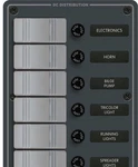Blue Sea 8053 Contura Panel, 6-ROCKER Switches W/fuses, 12-VOLT Dc. Fixed Price $198.95.