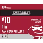 Everbilt X In. Phillips Pan Head Zinc Plated Sheet Metal Screw 100-PIECES. Fixed Price $9.67.