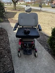 Invacare Jazzy 600 Xl Power Wheelchair Red Base Gray Seat Joystick. Fixed Price $400.00.